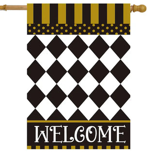 Checkered Black and Gold Patio Accessories