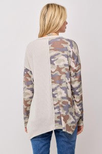 Camo Color Block Top