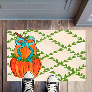 Door Mat - Pumpkin with Ribbon