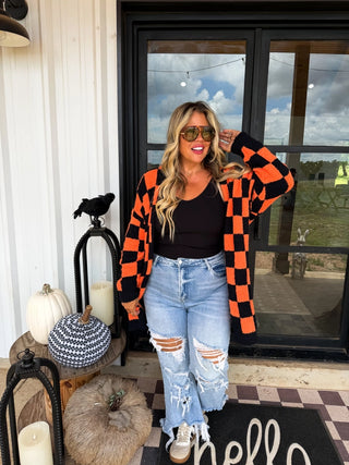 Halloween Cloud Cardigan - Checker