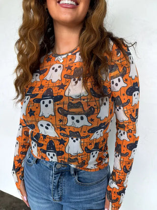 Halloween Mesh Top-Cowboy Ghost