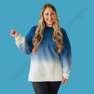 Corded Blue Ombre Crew