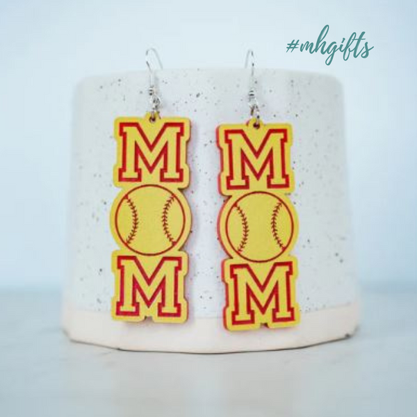 MOM Softball Earrings